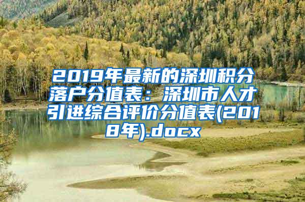 2019年最新的深圳积分落户分值表：深圳市人才引进综合评价分值表(2018年).docx