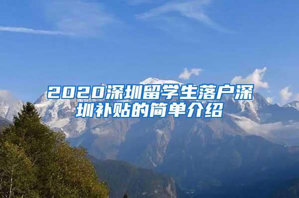 2020深圳留学生落户深圳补贴的简单介绍