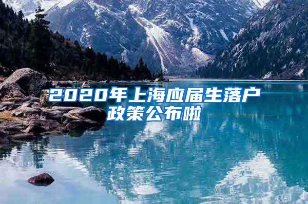 2020年上海应届生落户政策公布啦