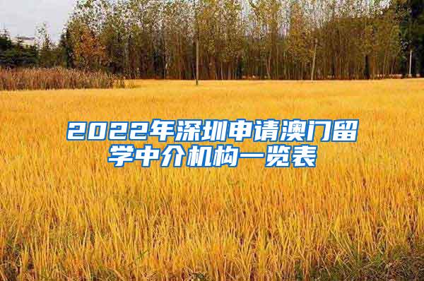 2022年深圳申请澳门留学中介机构一览表