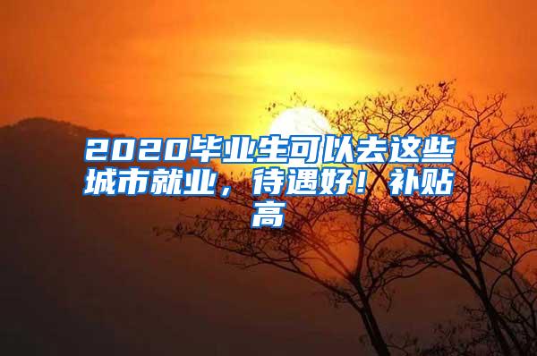 2020毕业生可以去这些城市就业，待遇好！补贴高