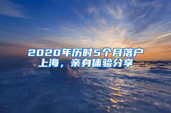 2020年历时5个月落户上海，亲身体验分享