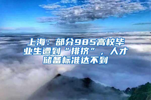 上海：部分985高校毕业生遭到“排挤”，人才储备标准达不到