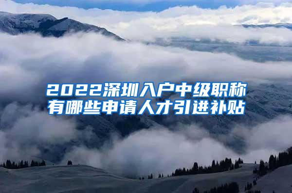 2022深圳入户中级职称有哪些申请人才引进补贴