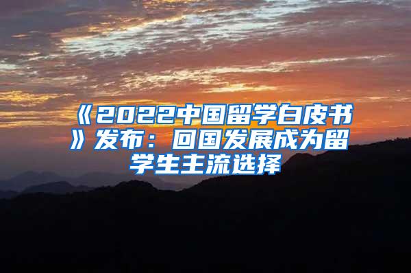 《2022中国留学白皮书》发布：回国发展成为留学生主流选择