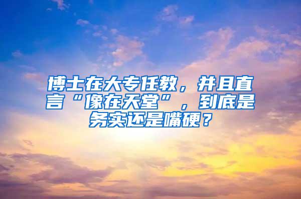 博士在大专任教，并且直言“像在天堂”，到底是务实还是嘴硬？