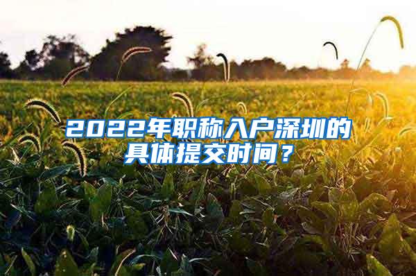 2022年职称入户深圳的具体提交时间？