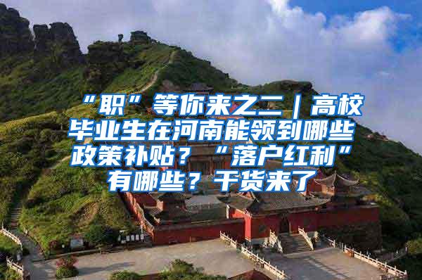 “职”等你来之二｜高校毕业生在河南能领到哪些政策补贴？“落户红利”有哪些？干货来了