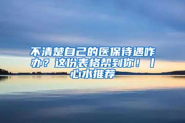 不清楚自己的医保待遇咋办？这份表格帮到你！丨心水推荐