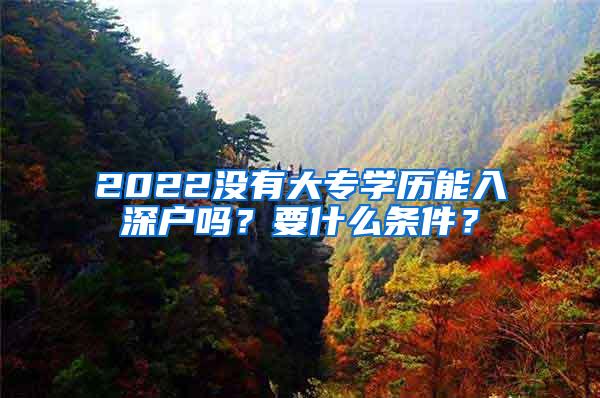 2022没有大专学历能入深户吗？要什么条件？