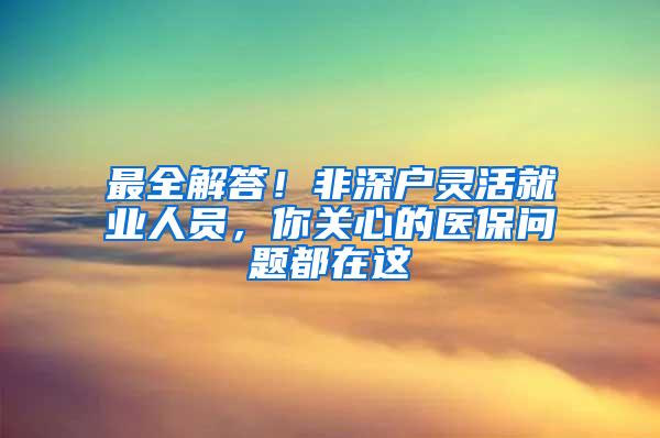 最全解答！非深户灵活就业人员，你关心的医保问题都在这