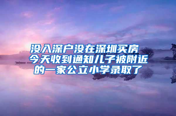 没入深户没在深圳买房 今天收到通知儿子被附近的一家公立小学录取了