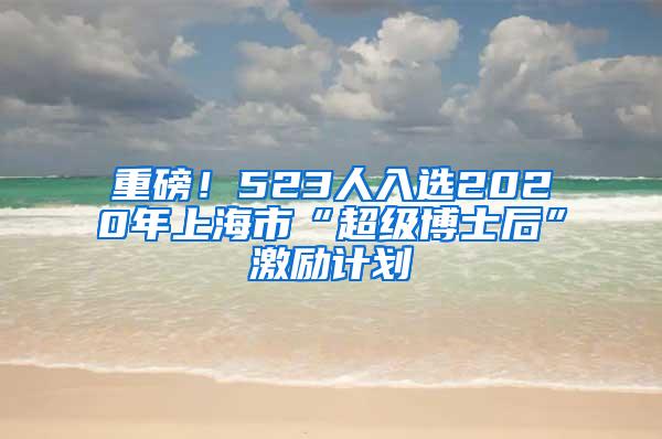 重磅！523人入选2020年上海市“超级博士后”激励计划