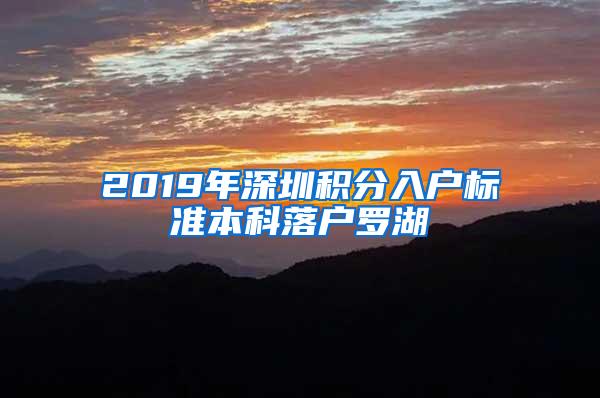 2019年深圳积分入户标准本科落户罗湖