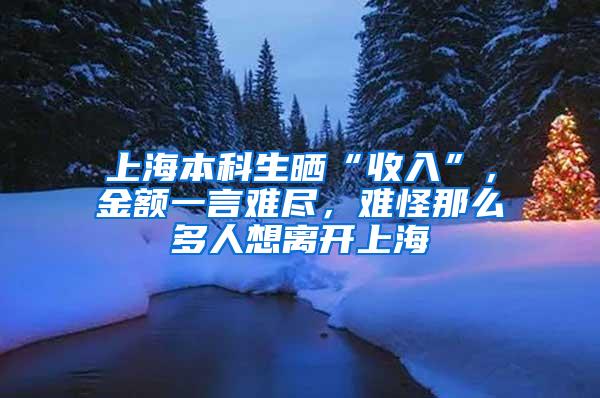 上海本科生晒“收入”，金额一言难尽，难怪那么多人想离开上海