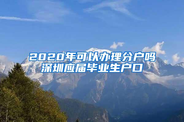 2020年可以办理分户吗深圳应届毕业生户口