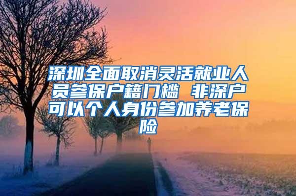 深圳全面取消灵活就业人员参保户籍门槛 非深户可以个人身份参加养老保险