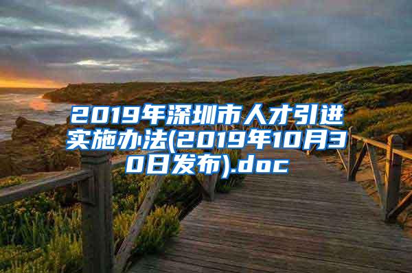 2019年深圳市人才引进实施办法(2019年10月30日发布).doc