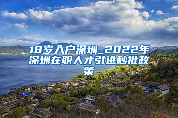 18岁入户深圳_2022年深圳在职人才引进秒批政策