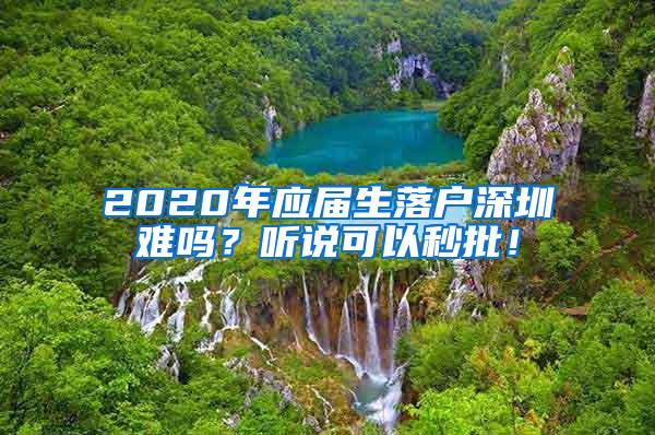 2020年应届生落户深圳难吗？听说可以秒批！