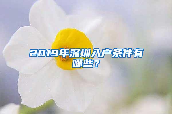 2019年深圳入户条件有哪些？