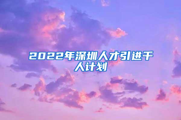 2022年深圳人才引进千人计划