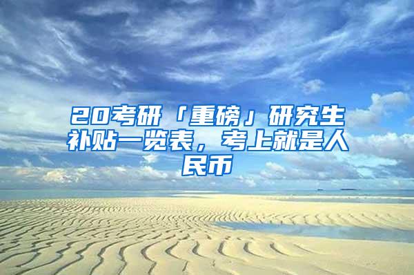 20考研「重磅」研究生补贴一览表，考上就是人民币