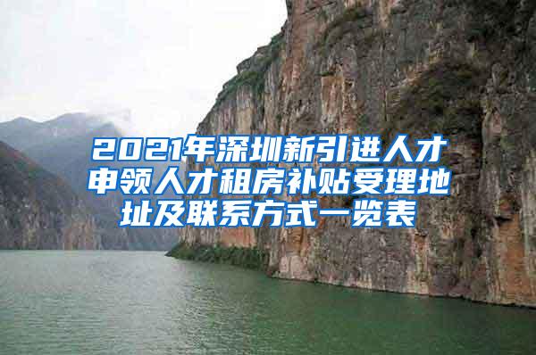 2021年深圳新引进人才申领人才租房补贴受理地址及联系方式一览表