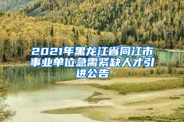 2021年黑龙江省同江市事业单位急需紧缺人才引进公告