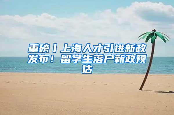 重磅丨上海人才引进新政发布！留学生落户新政预估