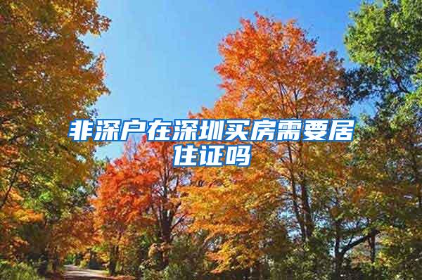 非深户在深圳买房需要居住证吗