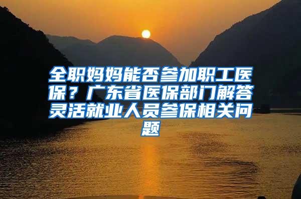 全职妈妈能否参加职工医保？广东省医保部门解答灵活就业人员参保相关问题