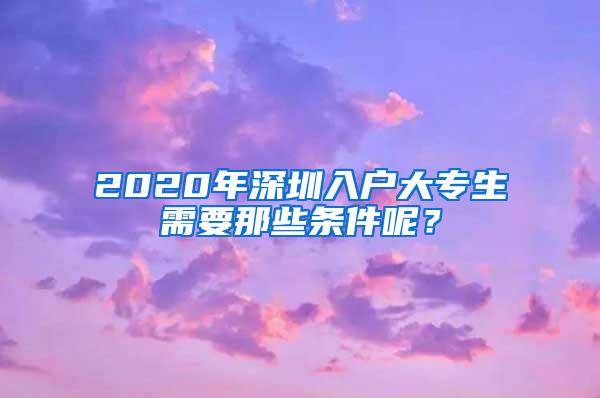 2020年深圳入户大专生需要那些条件呢？