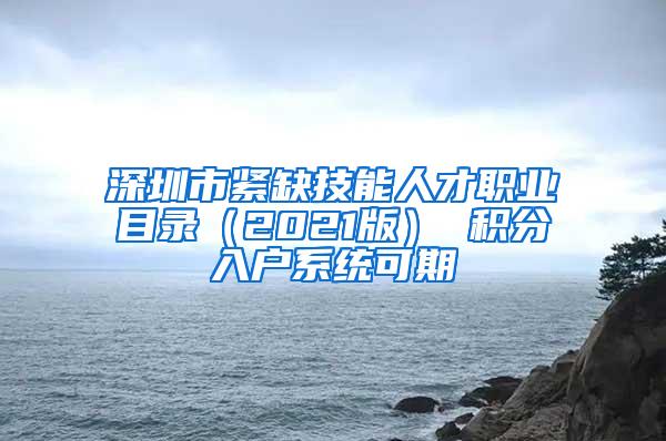 深圳市紧缺技能人才职业目录（2021版） 积分入户系统可期