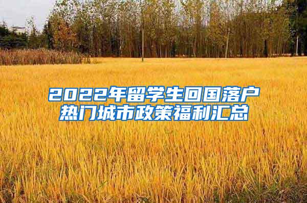 2022年留学生回国落户热门城市政策福利汇总