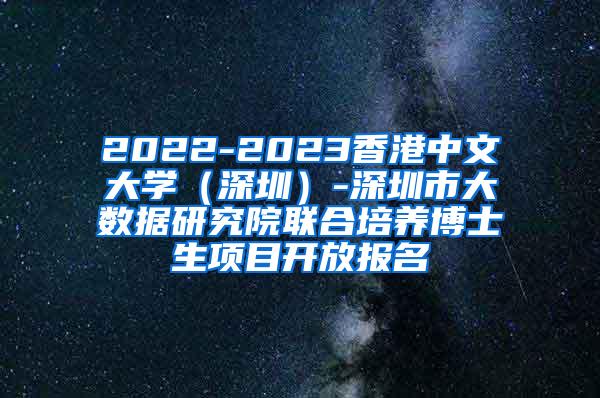 2022-2023香港中文大学（深圳）-深圳市大数据研究院联合培养博士生项目开放报名