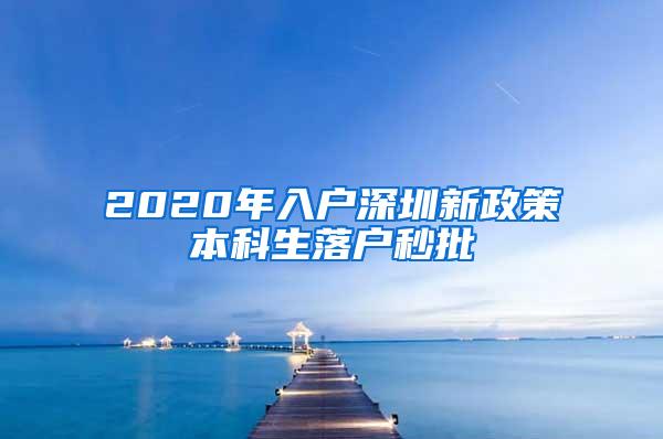 2020年入户深圳新政策本科生落户秒批