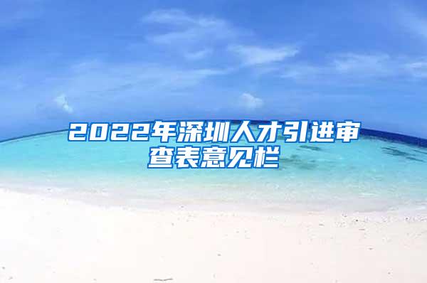 2022年深圳人才引进审查表意见栏