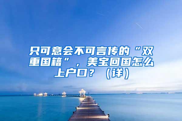 只可意会不可言传的“双重国籍”，美宝回国怎么上户口？（详）