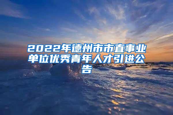 2022年德州市市直事业单位优秀青年人才引进公告