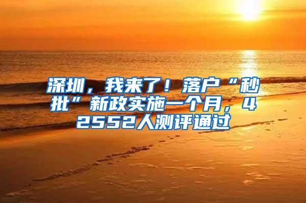 深圳，我来了！落户“秒批”新政实施一个月，42552人测评通过