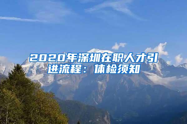 2020年深圳在职人才引进流程：体检须知