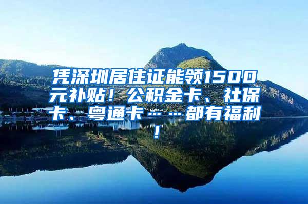 凭深圳居住证能领1500元补贴！公积金卡、社保卡、粤通卡……都有福利！