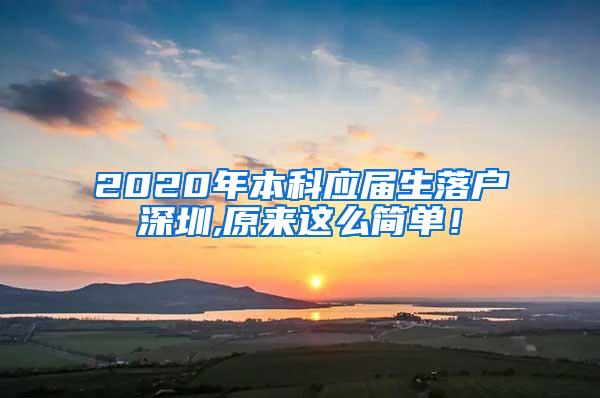 2020年本科应届生落户深圳,原来这么简单！