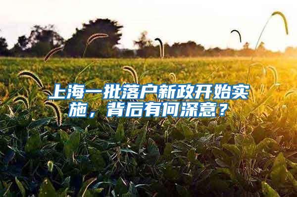 上海一批落户新政开始实施，背后有何深意？