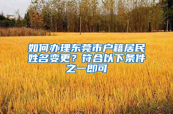 如何办理东莞市户籍居民姓名变更？符合以下条件之一即可