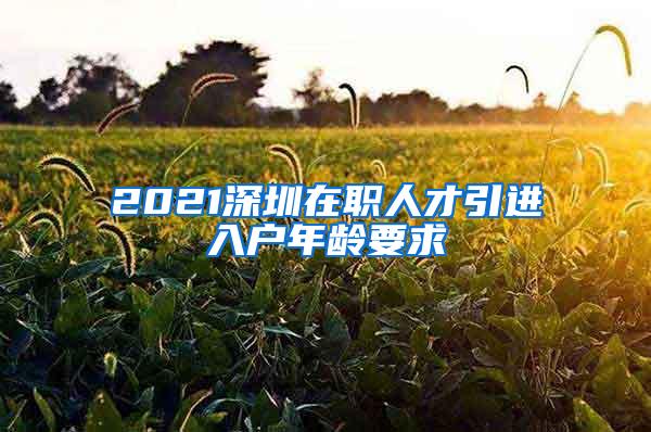 2021深圳在职人才引进入户年龄要求