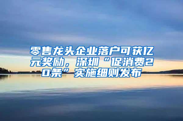 零售龙头企业落户可获亿元奖励，深圳“促消费20条”实施细则发布