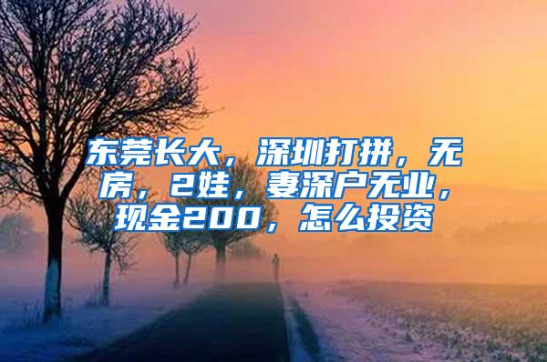 东莞长大，深圳打拼，无房，2娃，妻深户无业，现金200，怎么投资