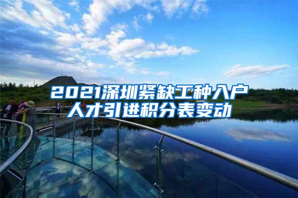 2021深圳紧缺工种入户人才引进积分表变动